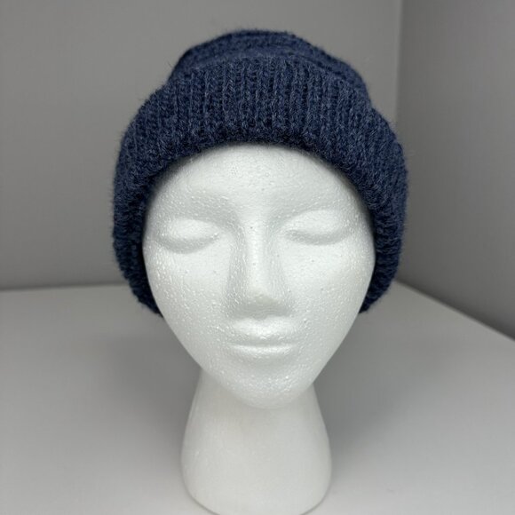 Handmade‎ New Navy Blue Merino Wool Slouchy Winter Knit Beanie -Adult Large - Picture 2 of 8